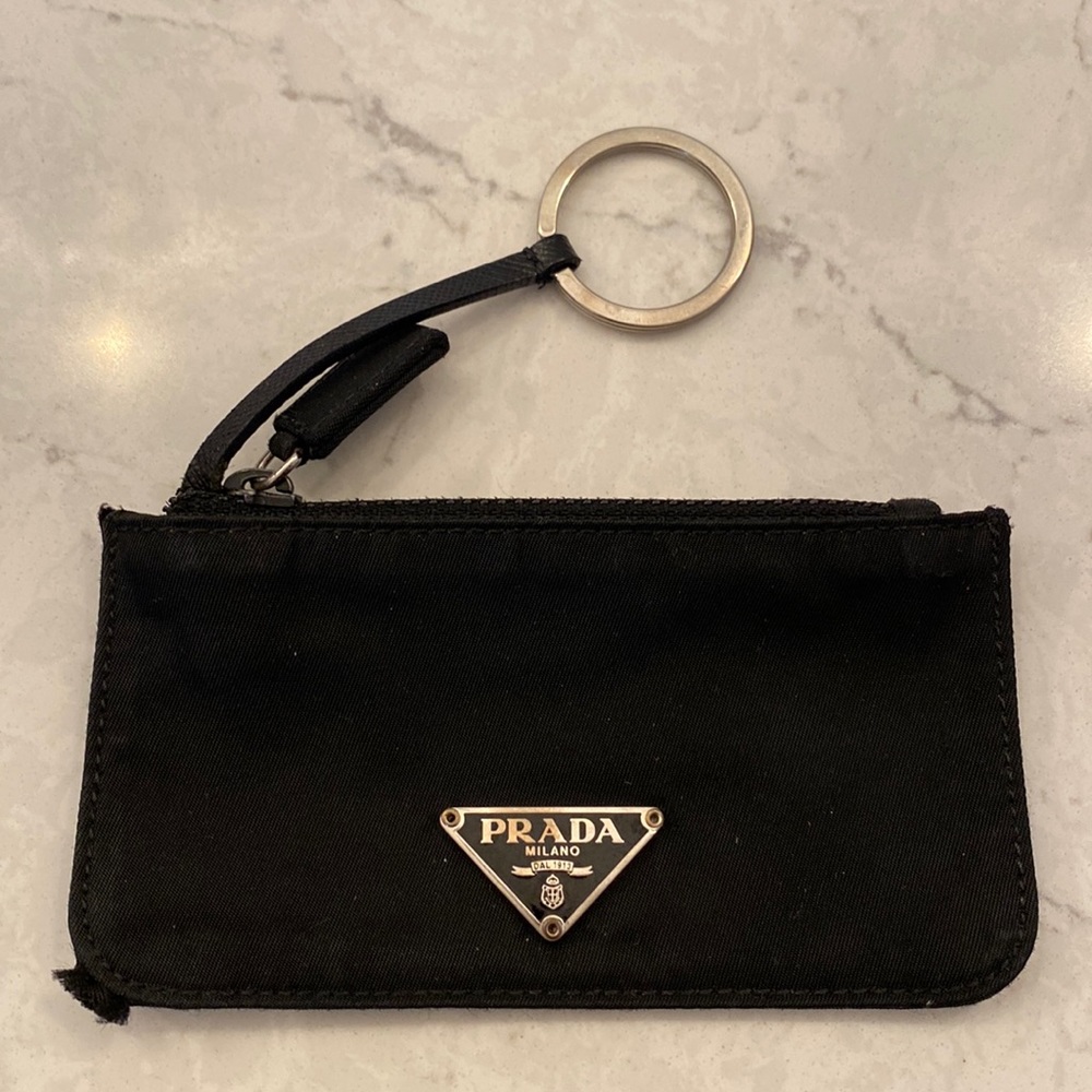 Authentic Prada Nylon Card Case with Keyring